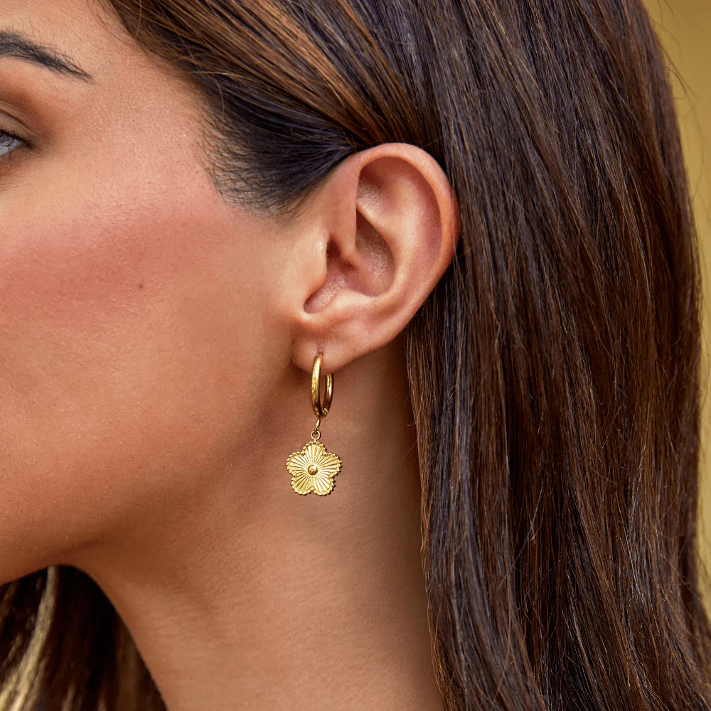 Golden Clover Hoop Earrings - Image 2