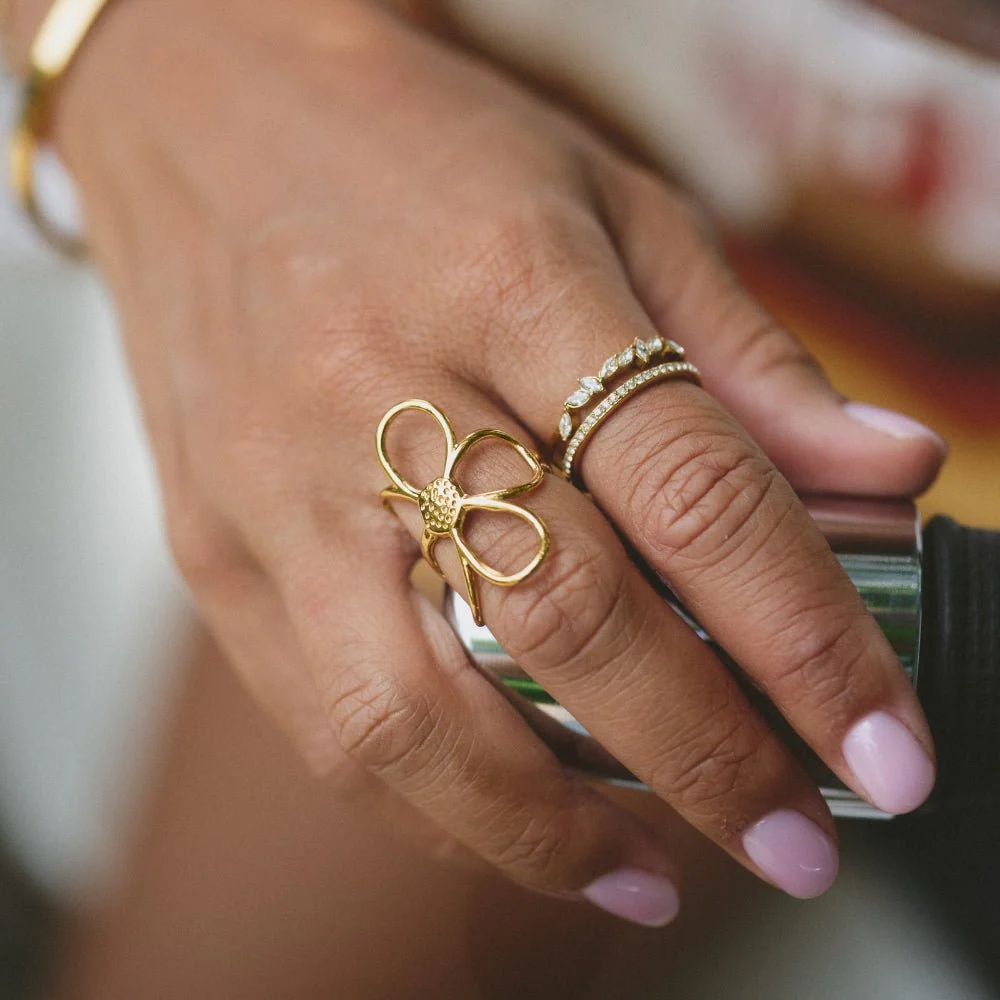 Golden Daisy Flower Ring - Image 2