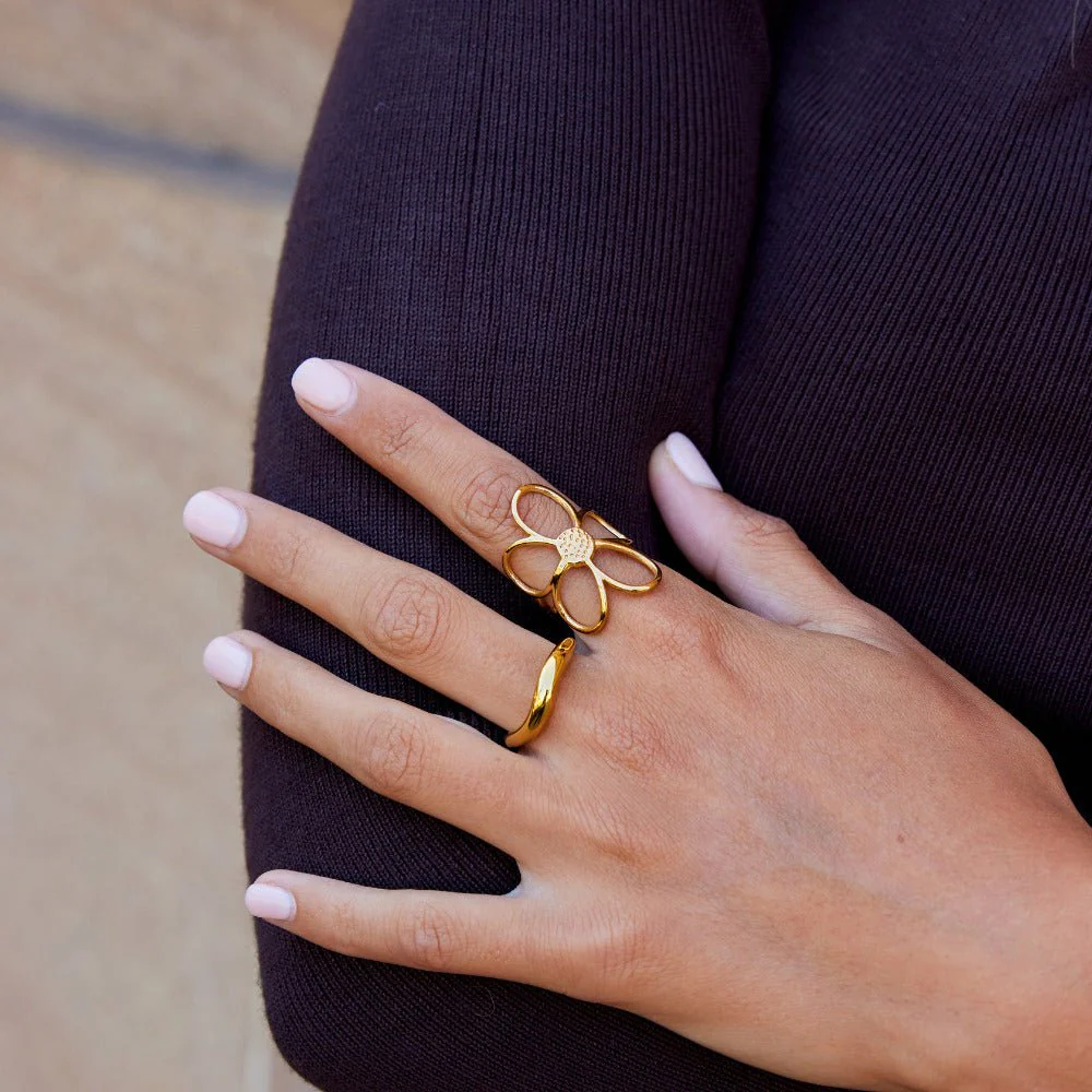 Golden Daisy Flower Ring - Image 3