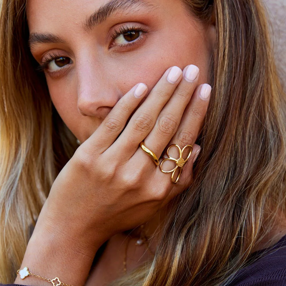 Golden Daisy Flower Ring - Image 6