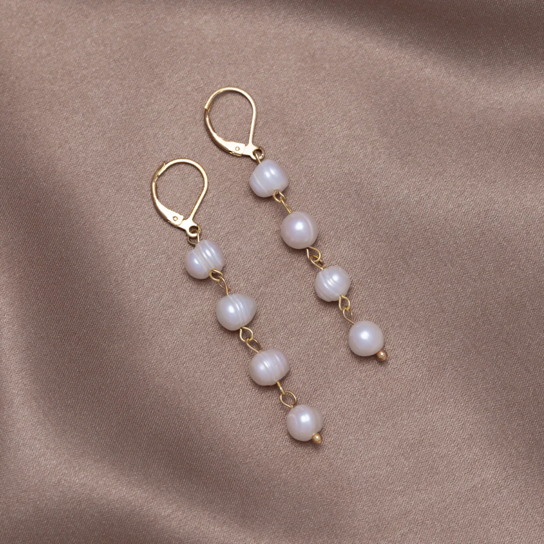 Golden Freshwater Pearl Earrings - Image 5