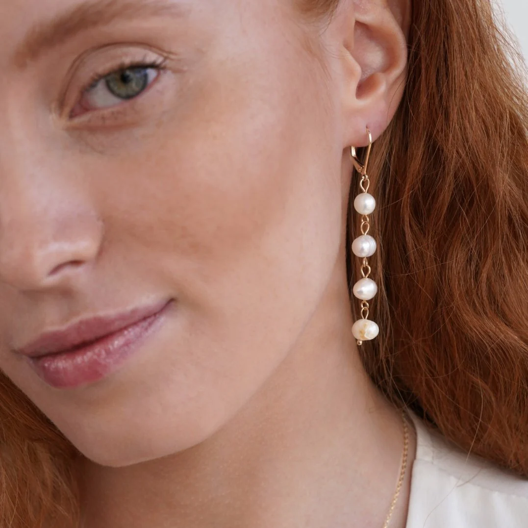 Golden Freshwater Pearl Earrings - Image 6