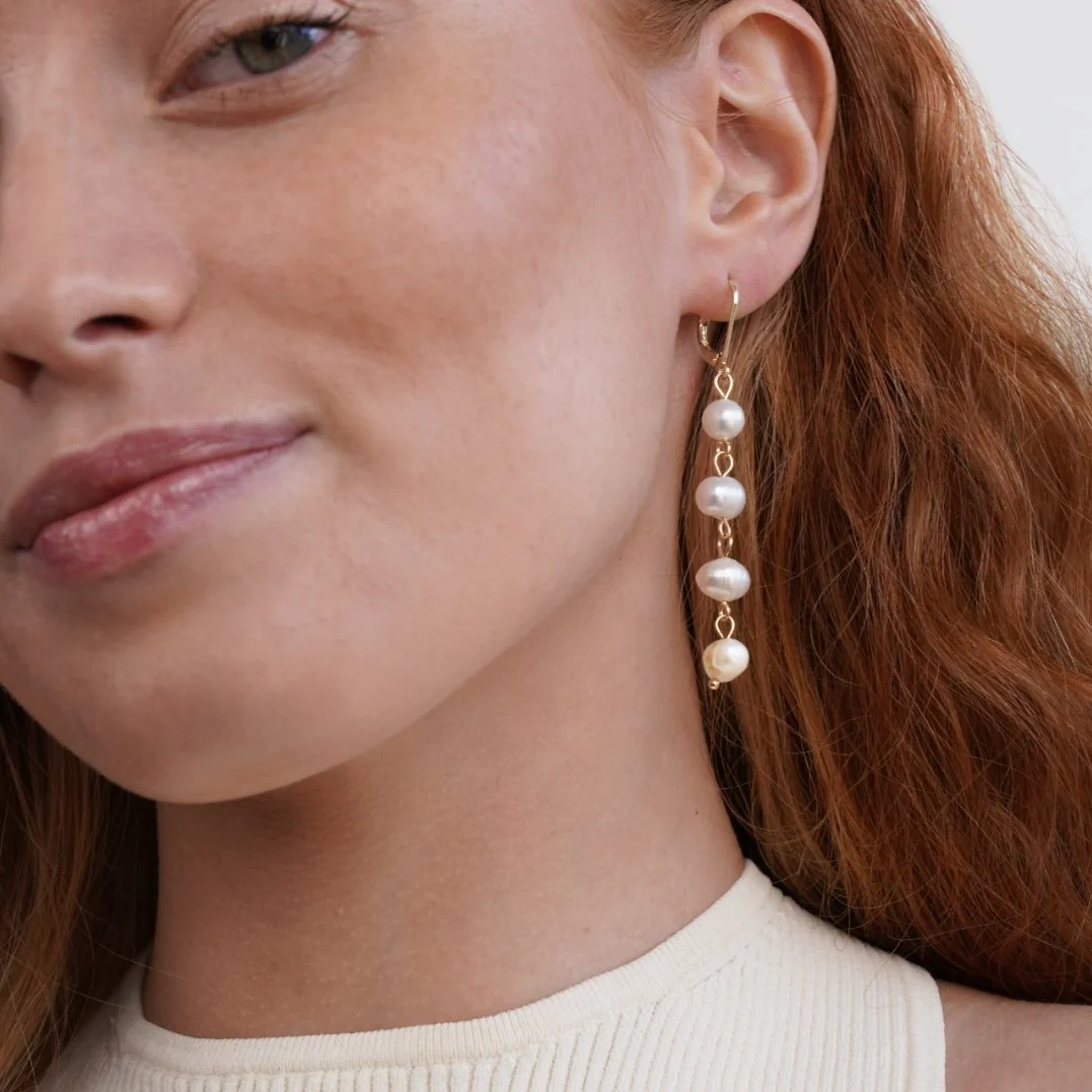 Golden Freshwater Pearl Earrings - Image 7
