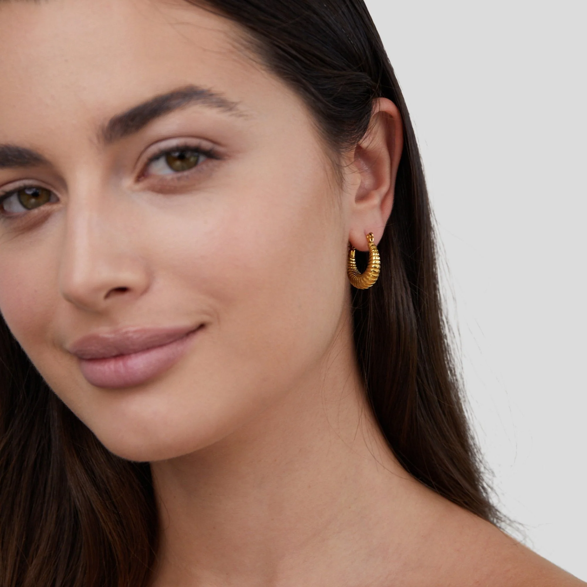 Golden Mia Croissant Hoop Earrings - Image 3