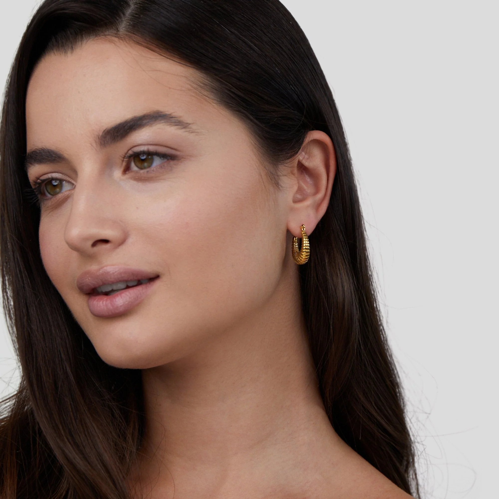 Golden Mia Croissant Hoop Earrings - Image 5