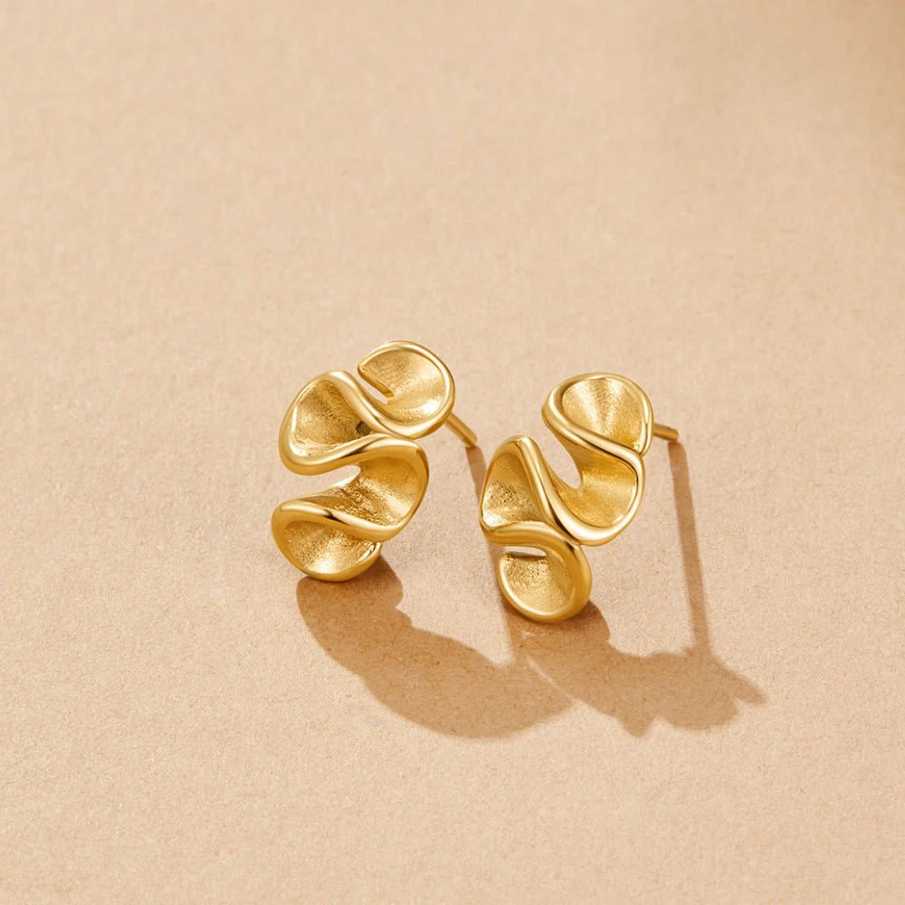 Golden Spiral Drop Earrings - Image 3