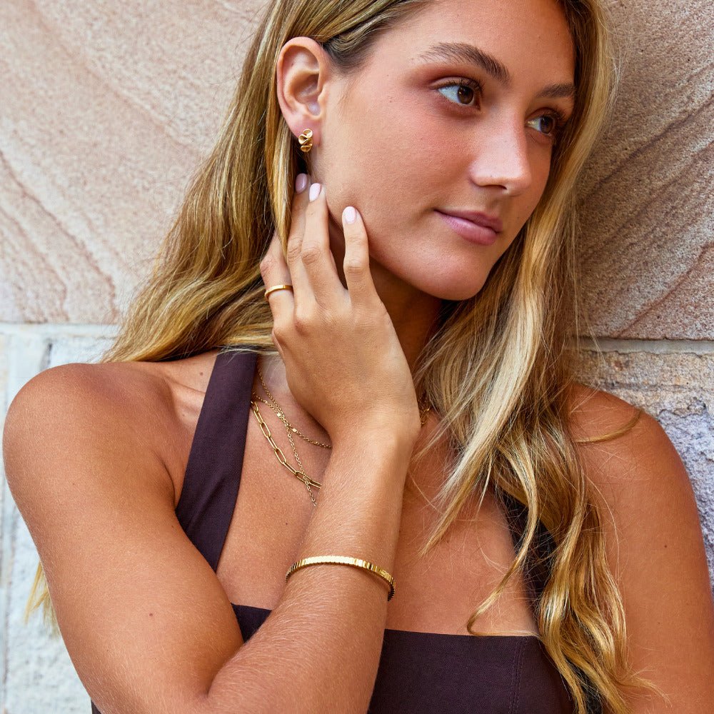 Golden Spiral Drop Earrings - Image 4