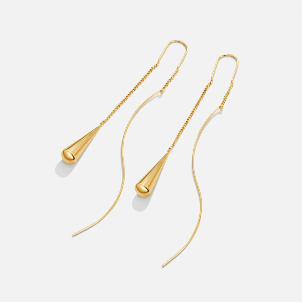 Golden Teardrop Tassel Earrings - Image 3