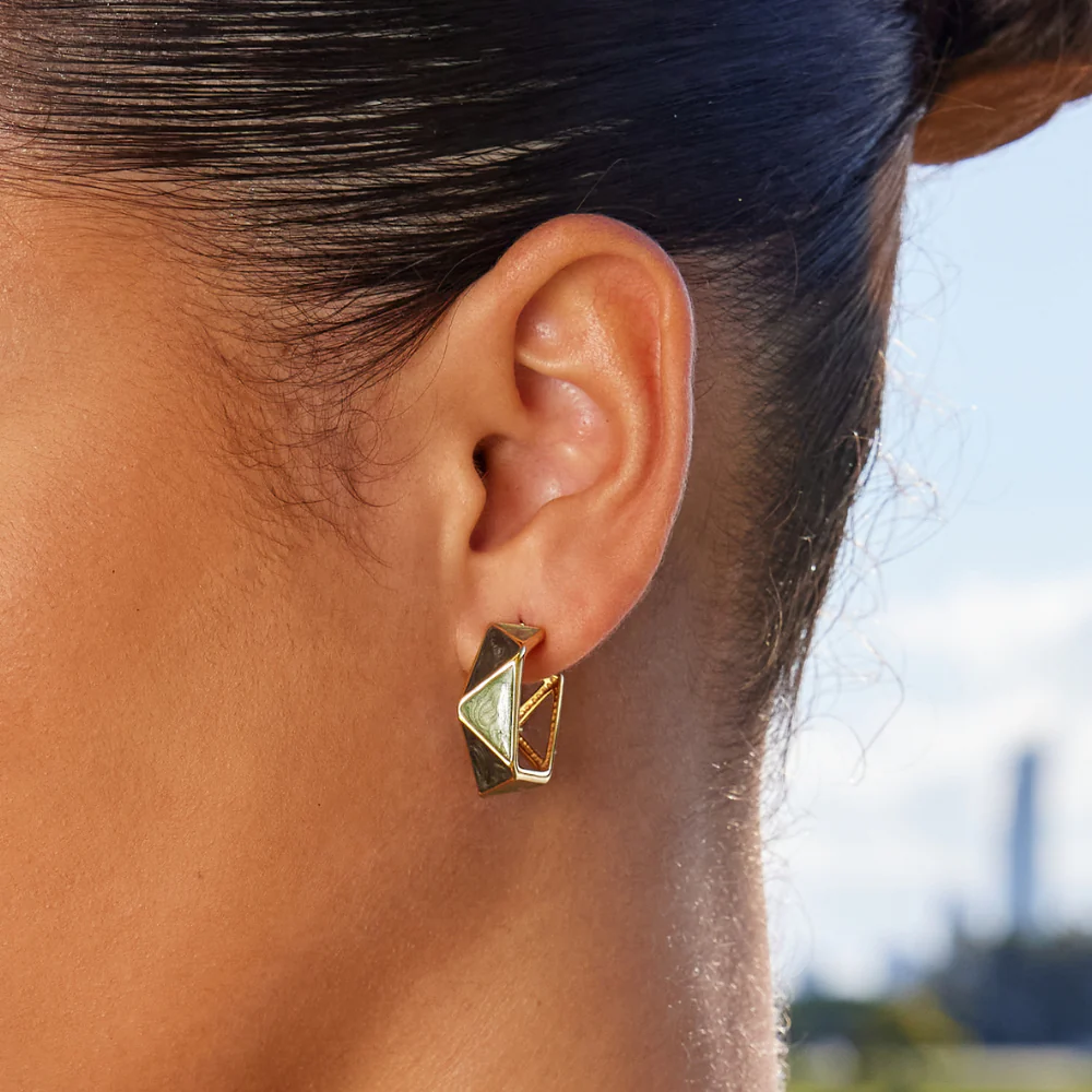 Green Atlantis Hoop Earrings - Image 2