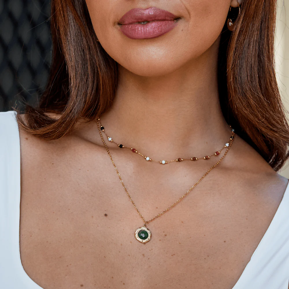 Green Aventurine Coin Necklace - Image 2