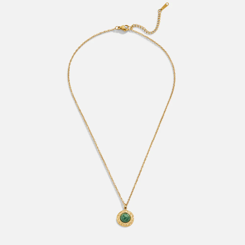 Green Aventurine Coin Necklace - Image 4