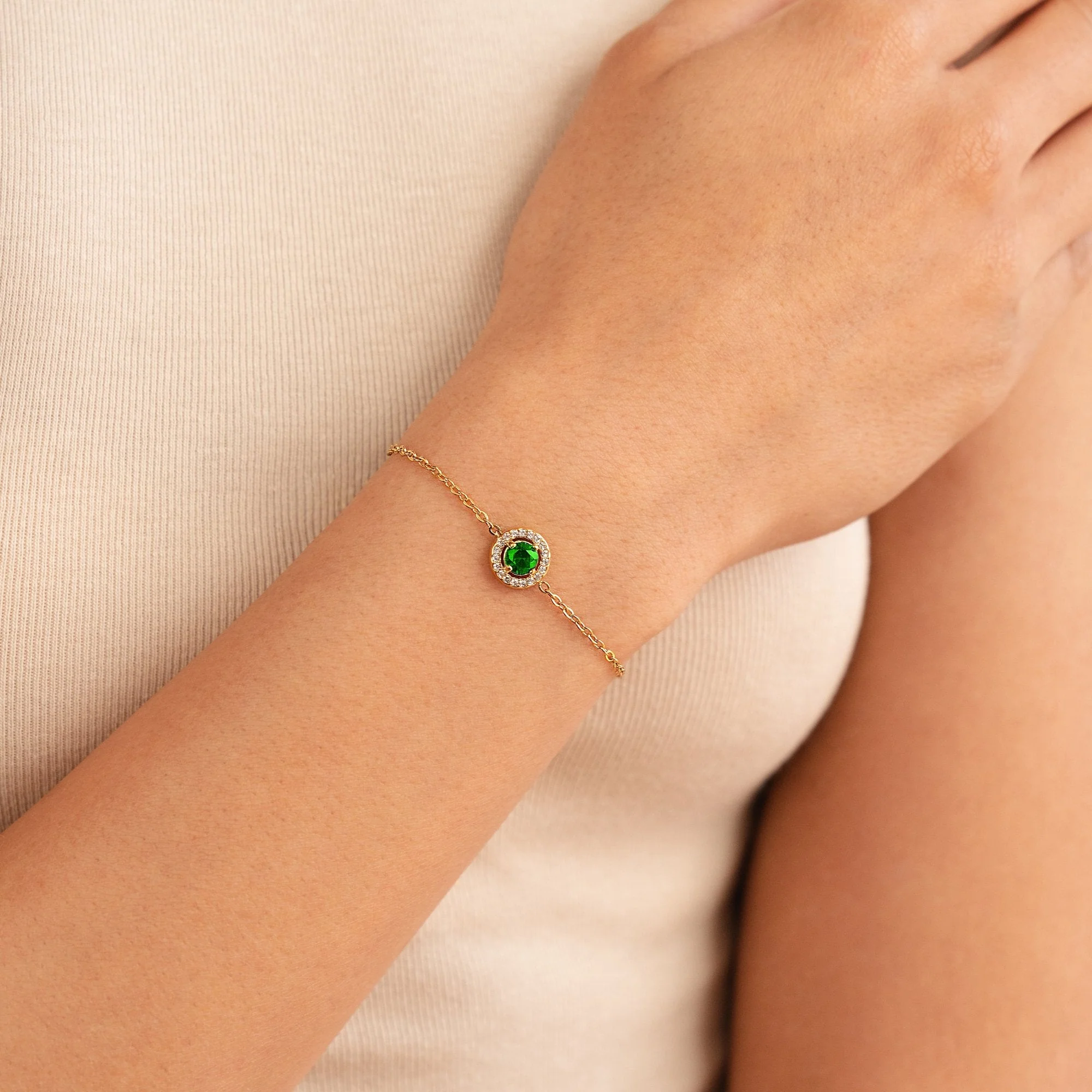 Green Emerald Crystal Bracelet - Image 2