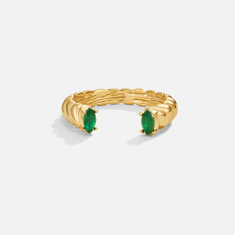 Green Emerald  Cuff Ring - Image 3
