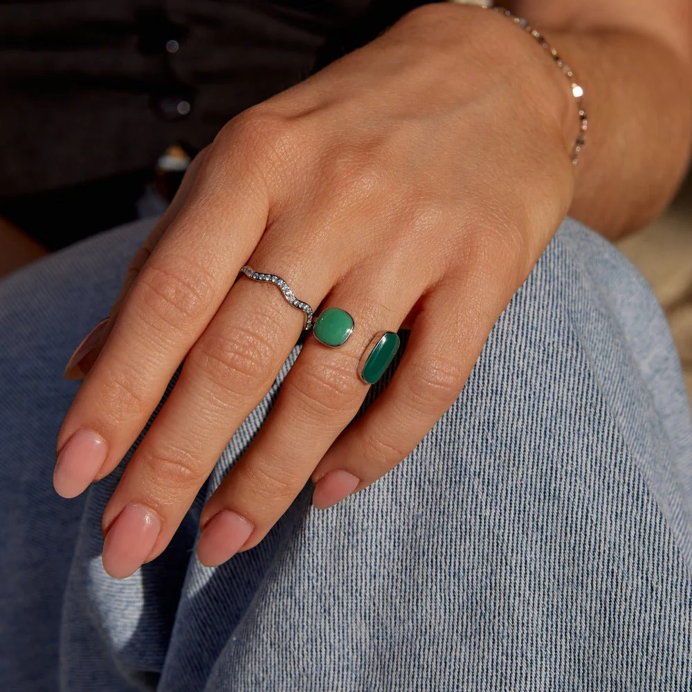 Green Willow Silver Wrap Ring - Image 2