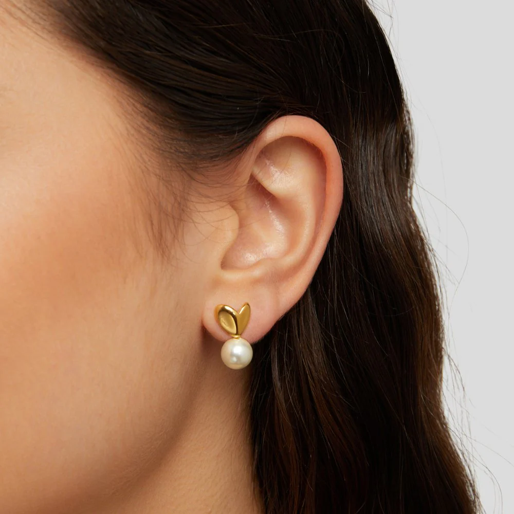 Heart & Pearl Earrings - Image 2