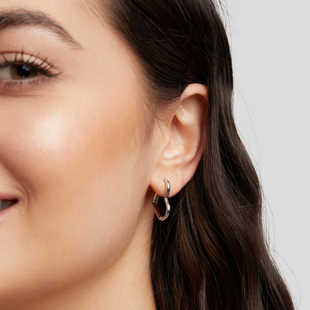 Heart Silver Hoops - Image 3
