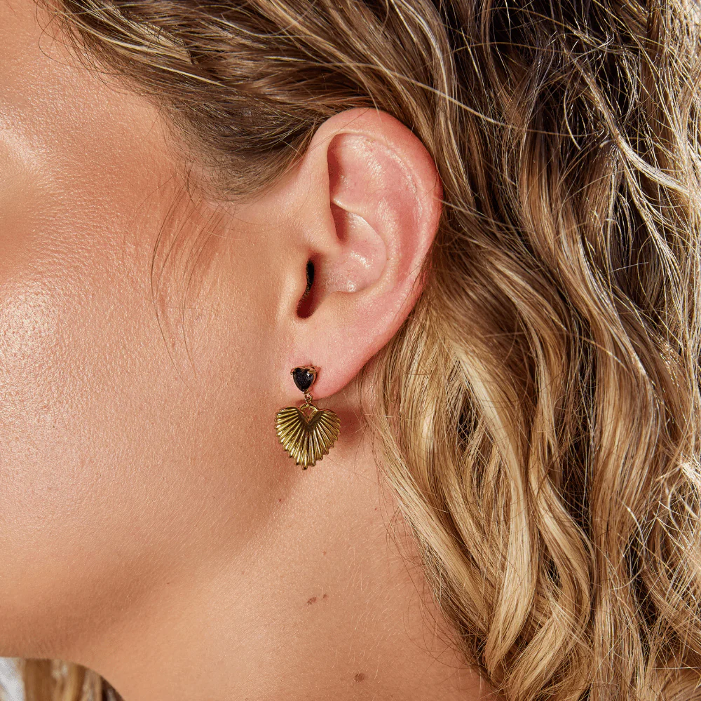 Hera Gold Heart Drop Earrings - Image 2