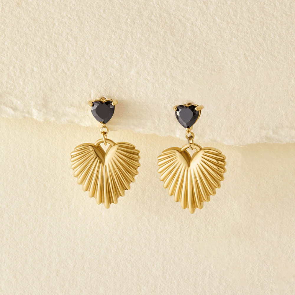Hera Gold Heart Drop Earrings - Image 3