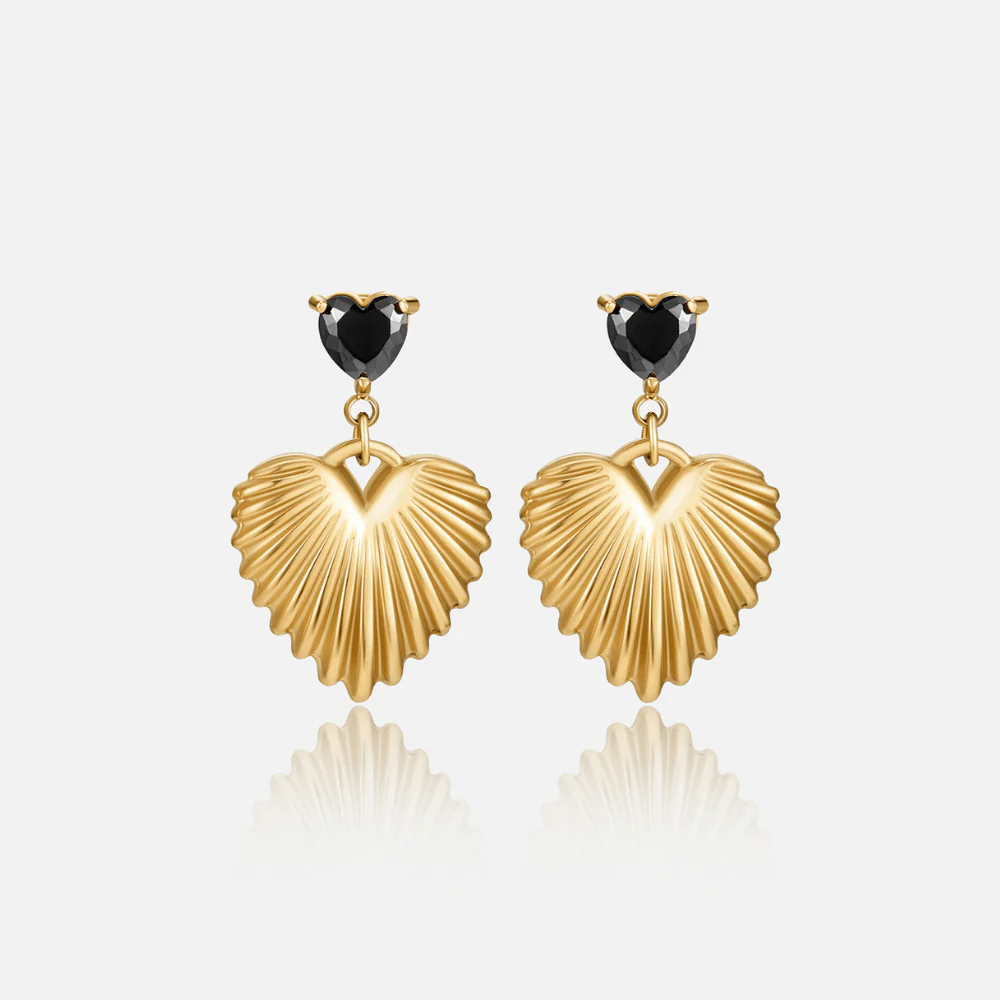 Hera Gold Heart Drop Earrings - Image 4
