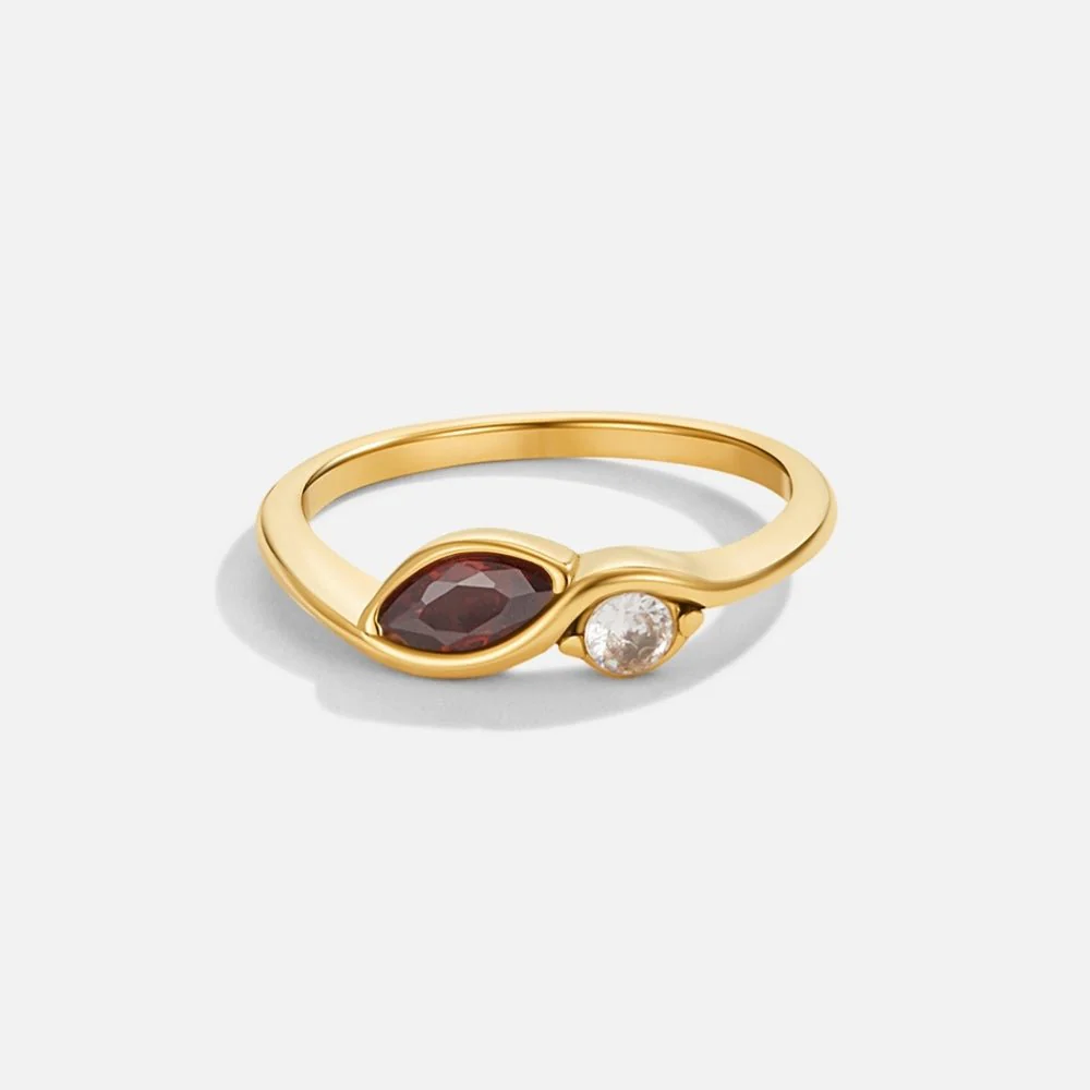Infinity Crystal Red Garnet Ring