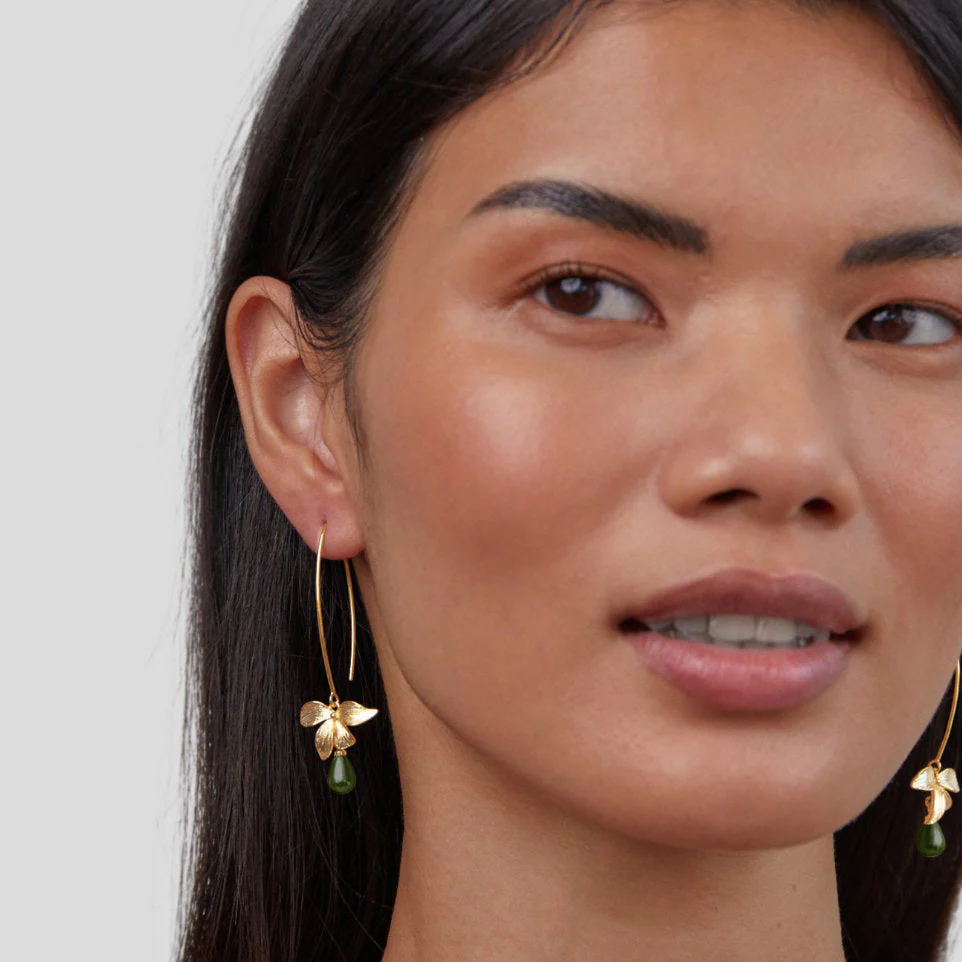 Jade Pearl & Petal Drop Earrings - Image 3