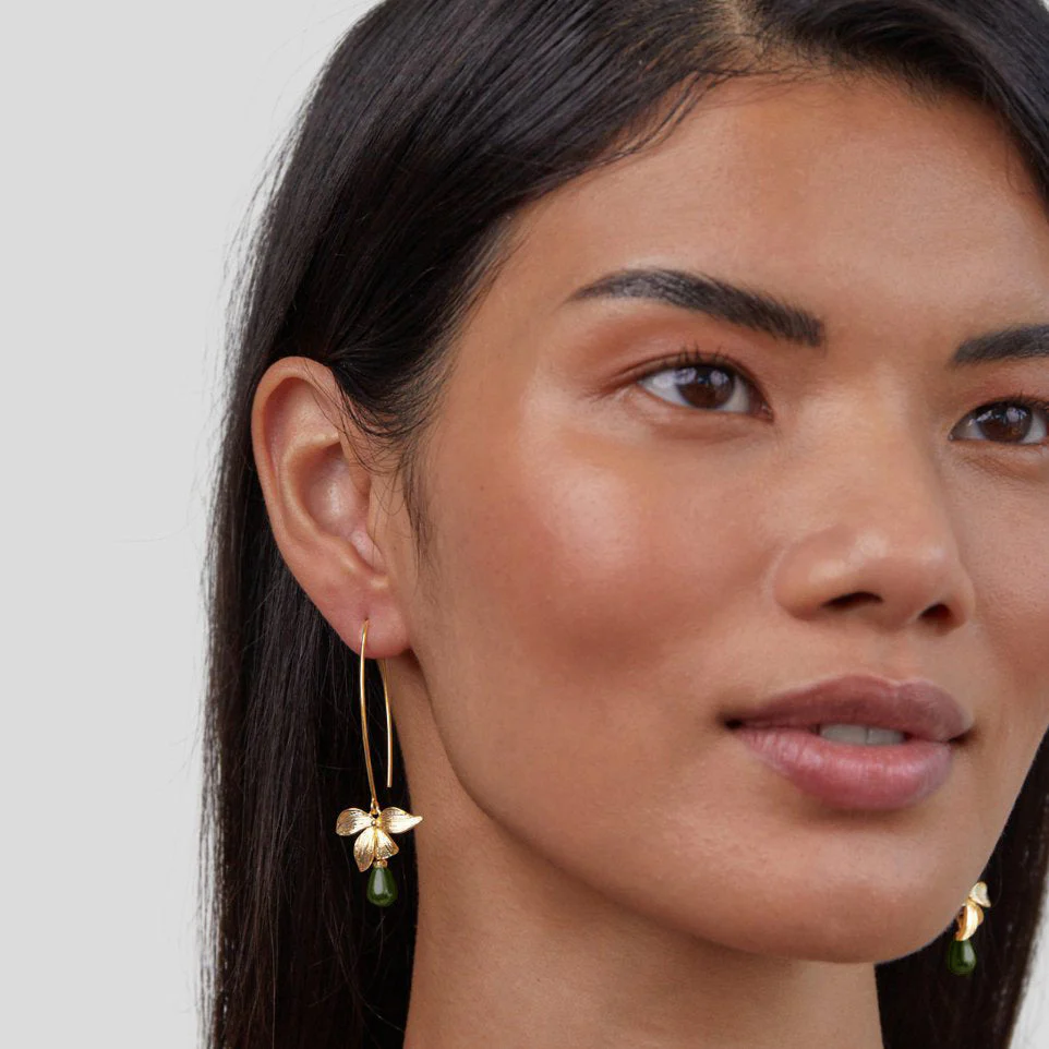 Jade Pearl & Petal Drop Earrings - Image 5