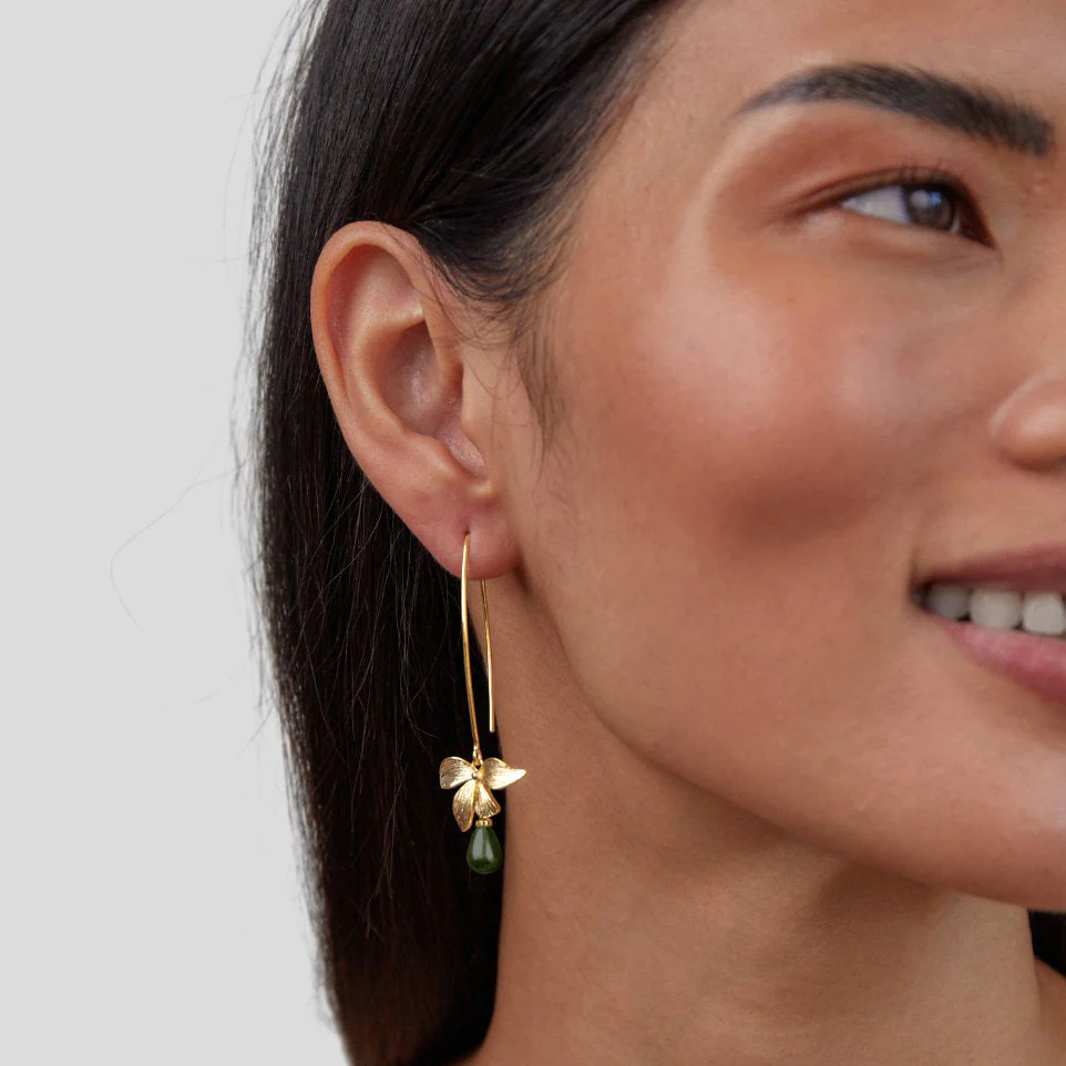 Jade Pearl & Petal Drop Earrings - Image 6
