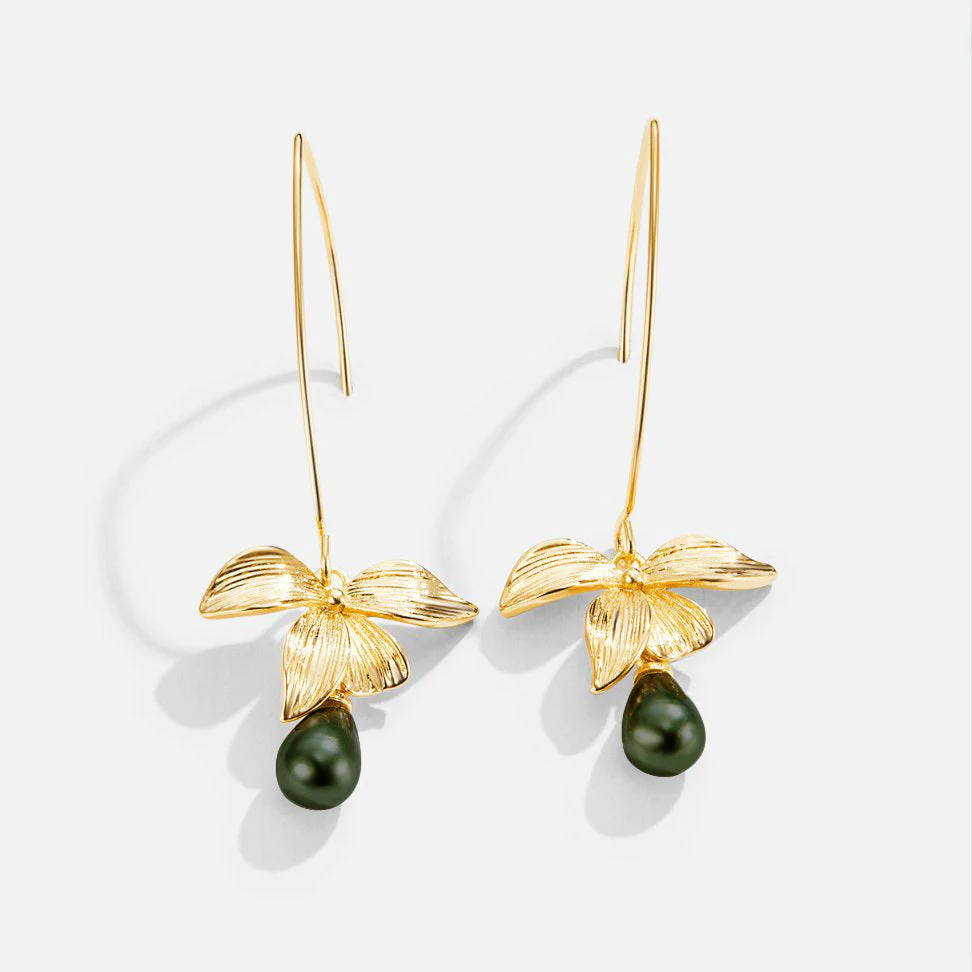 Jade Pearl & Petal Drop Earrings - Image 7