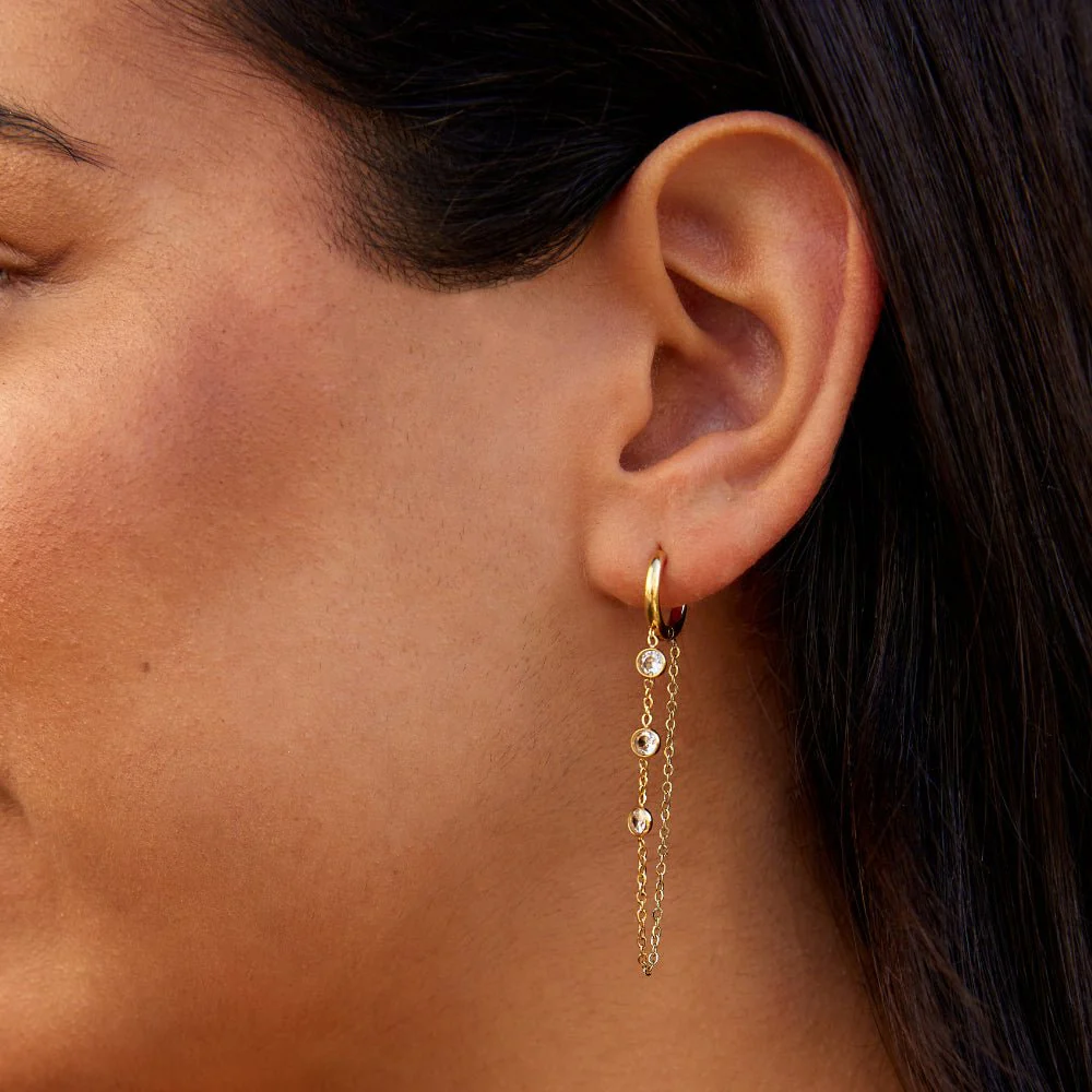 Kira Crystal Drop Hoop Earrings - Image 2