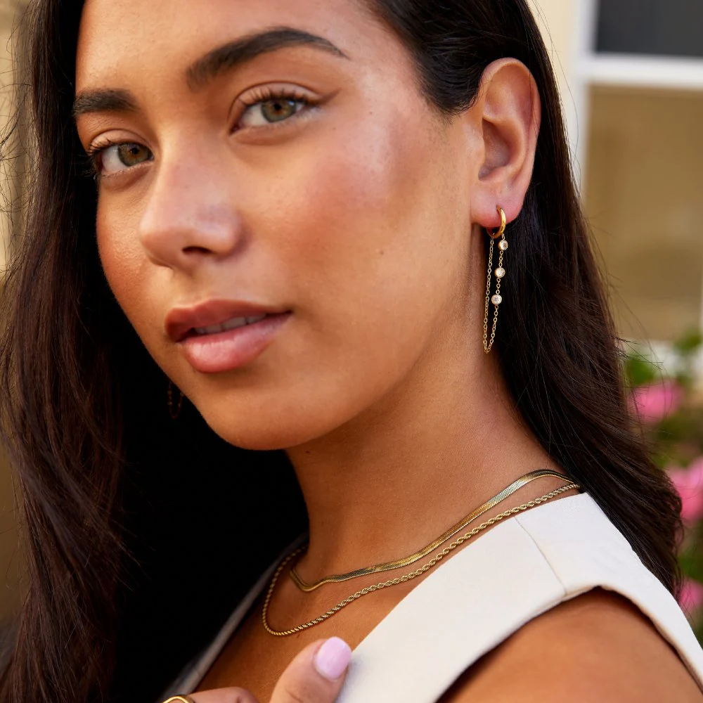 Kira Crystal Drop Hoop Earrings - Image 3