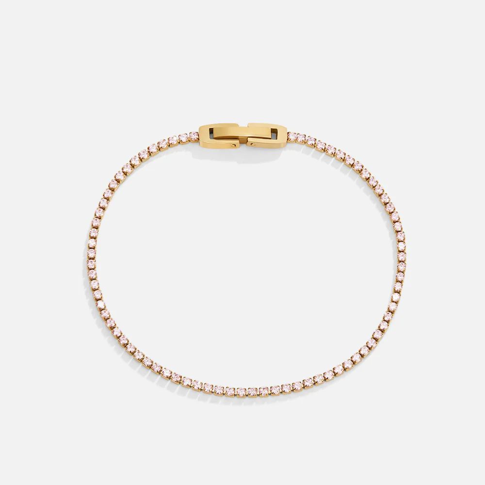 Kiera Gold Pink Crystal Bracelet - Image 3