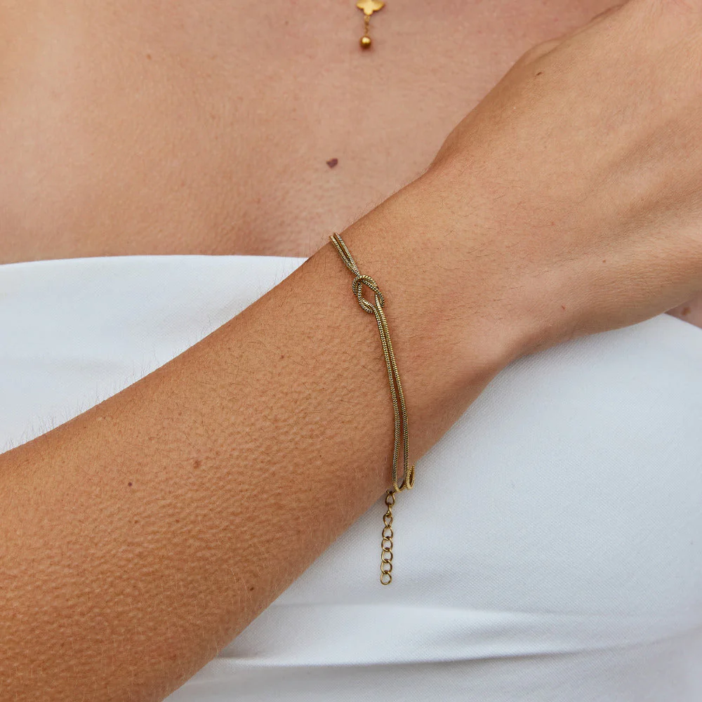 Knotted Gold Chain Bracelet - Image 2