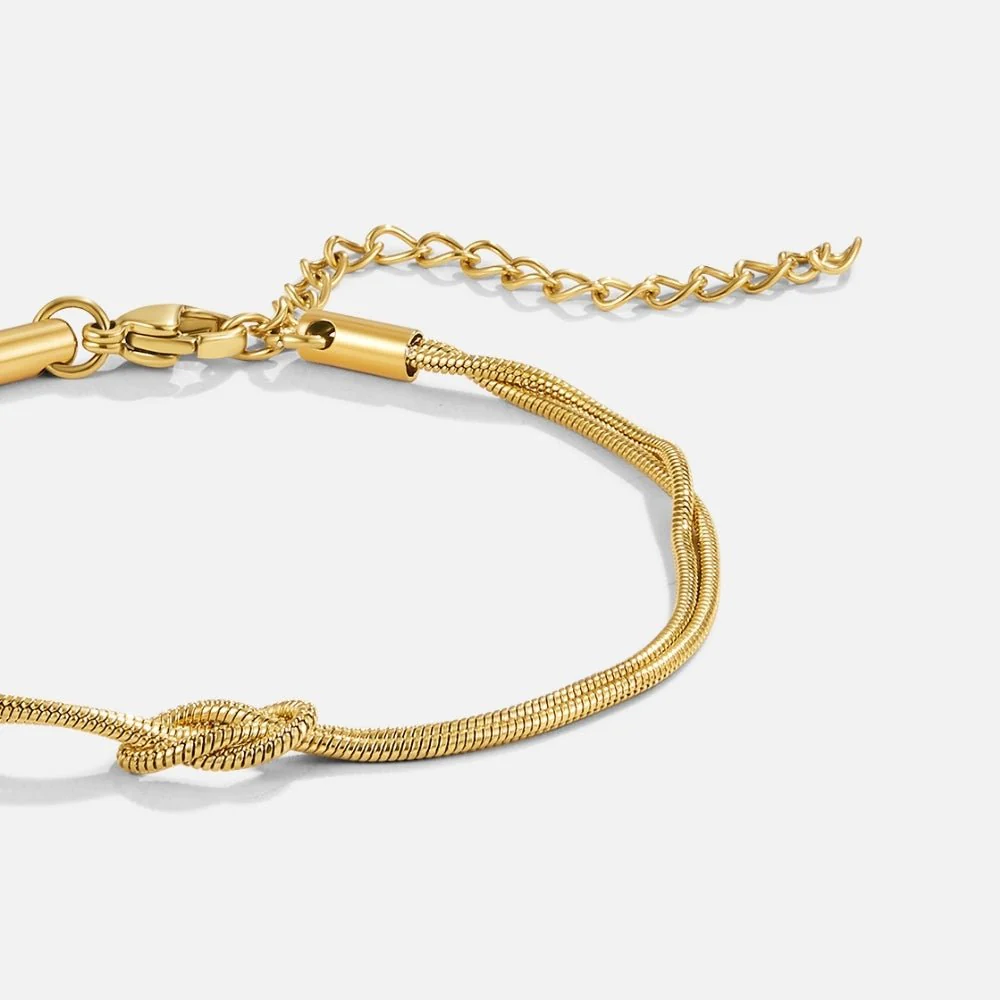 Knotted Gold Chain Bracelet - Image 4