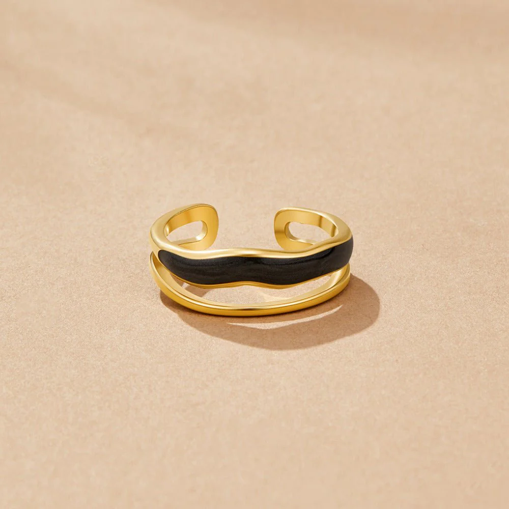 Layered Black Sahara Gold Ring