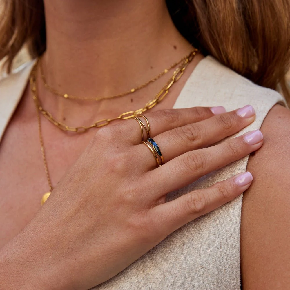 Layered Black Sahara Gold Ring - Image 2