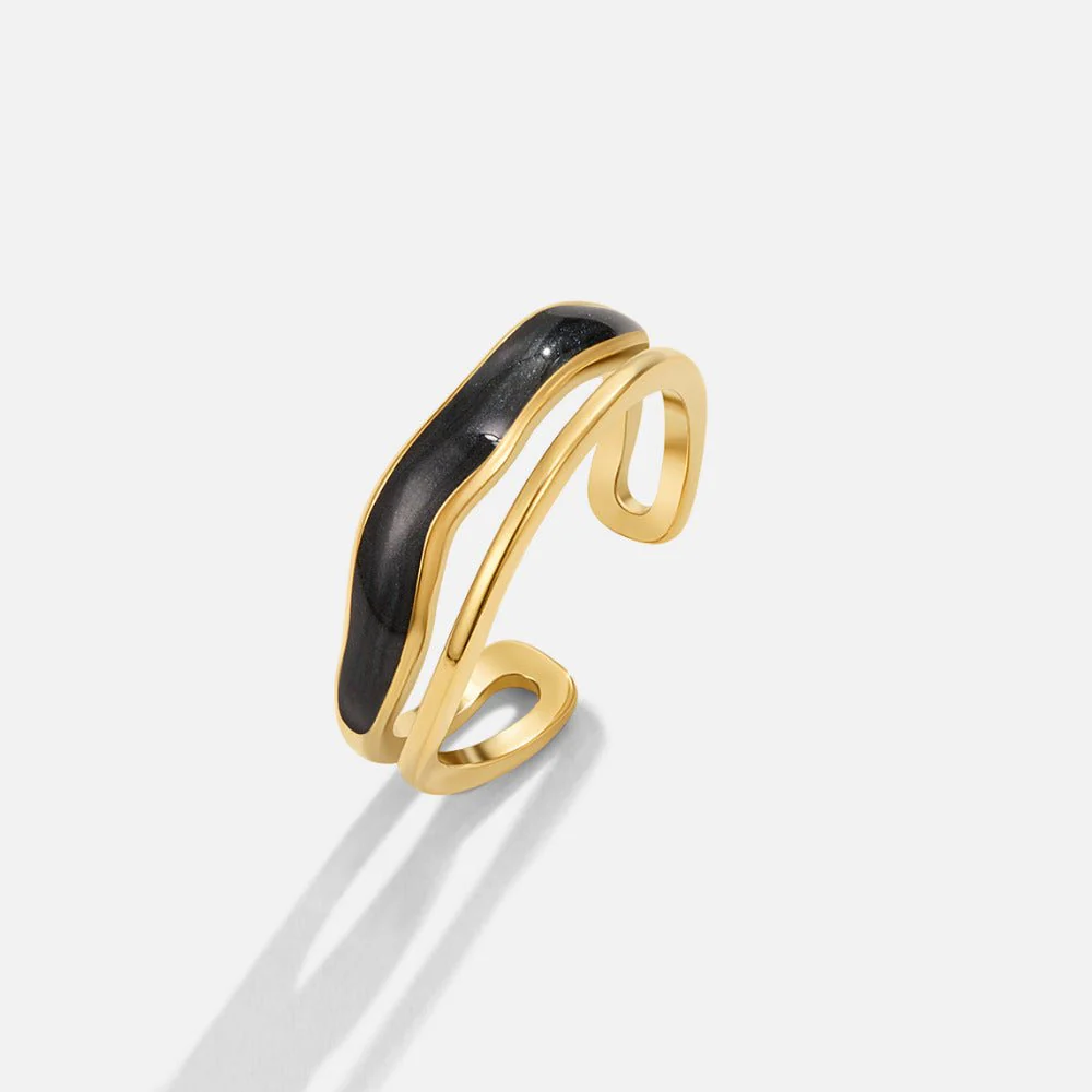 Layered Black Sahara Gold Ring - Image 3