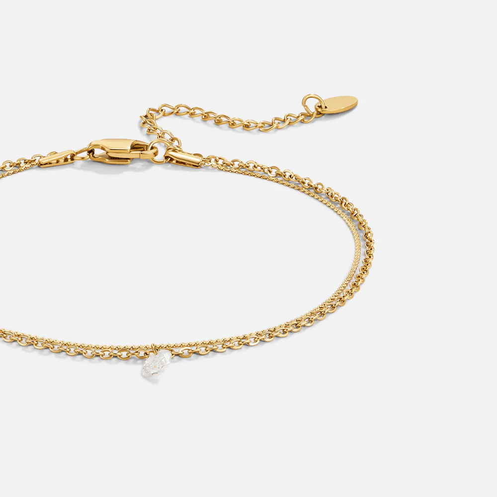 Layered Dainty Crystal Anklet - Image 2