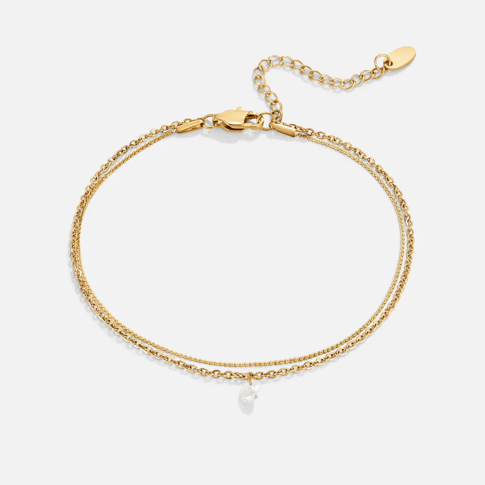 Layered Dainty Crystal Anklet - Image 4