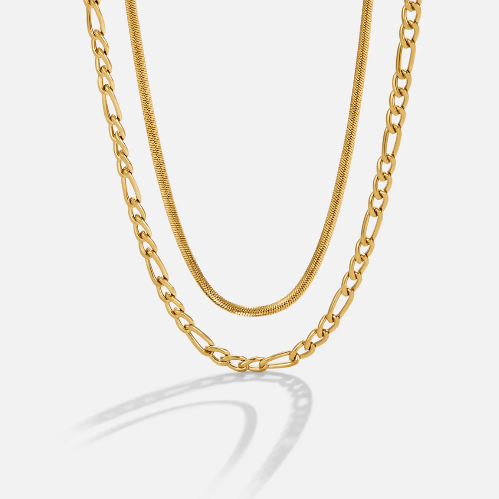 Layered Figaro Chain Necklace - Image 4
