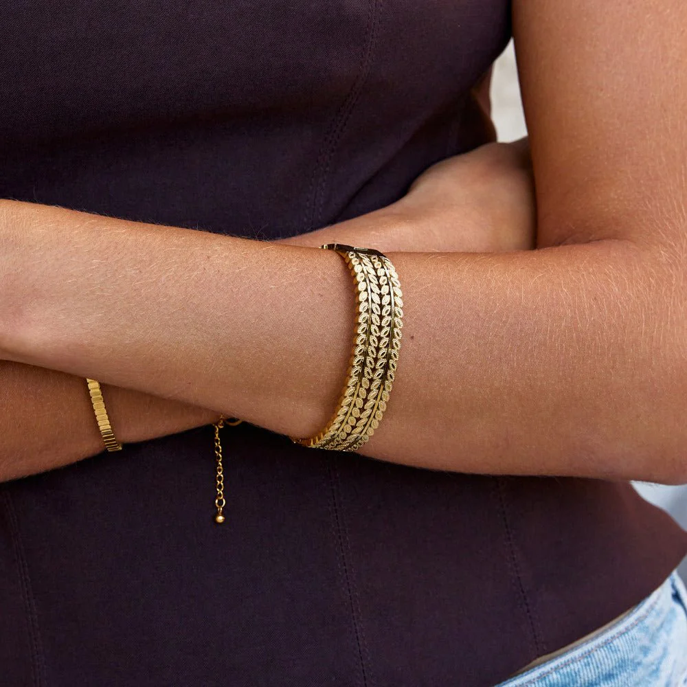 Layered Gold Leaf Bangle - Image 2