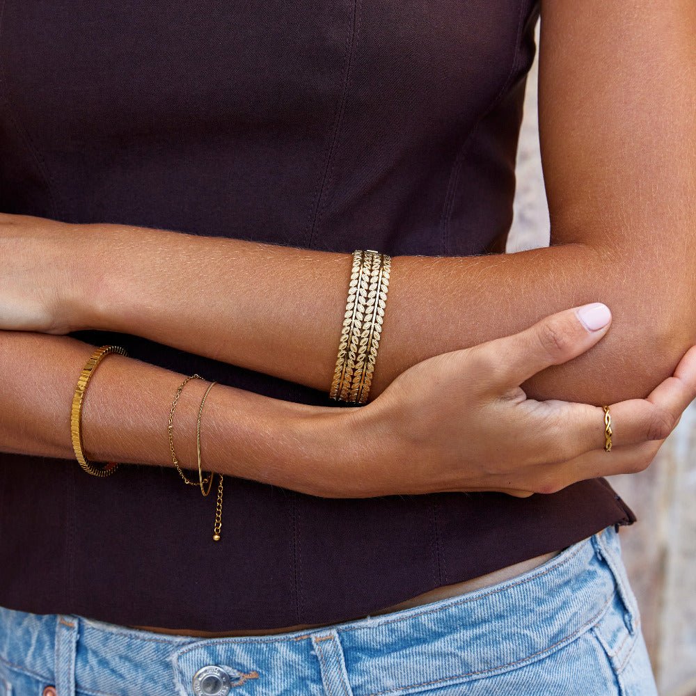 Layered Gold Leaf Bangle - Image 6