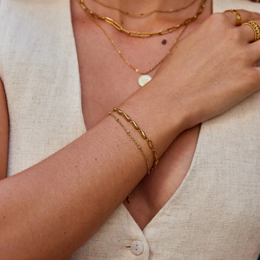 Layered Gold Wave Bracelet - Image 2