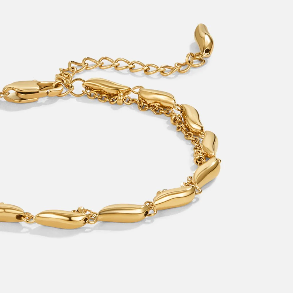 Layered Gold Wave Bracelet - Image 3