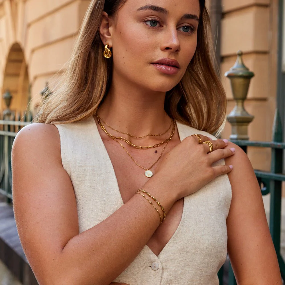 Layered Gold Wave Bracelet - Image 4