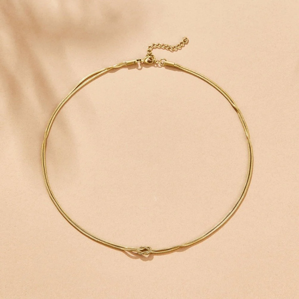 Knotted Gold Chain Necklace - Image 3