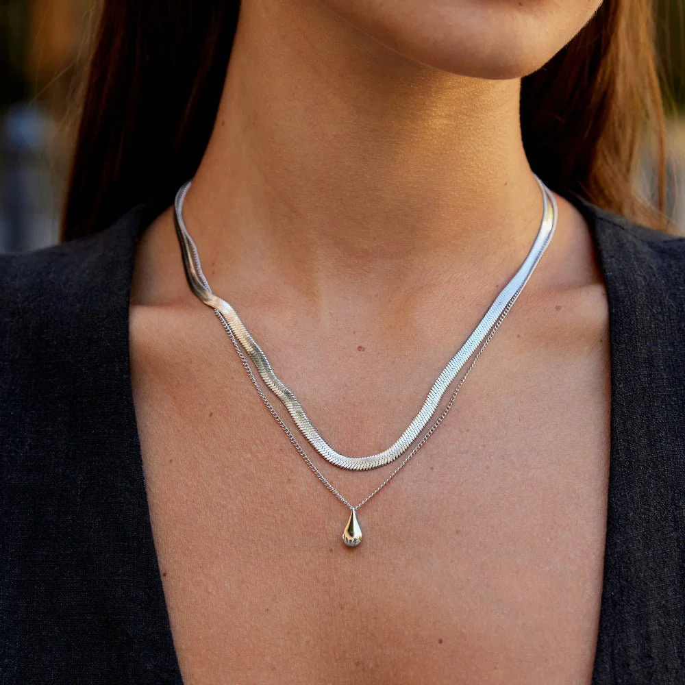Layered Silver Bella Teardrop Necklace - Image 2
