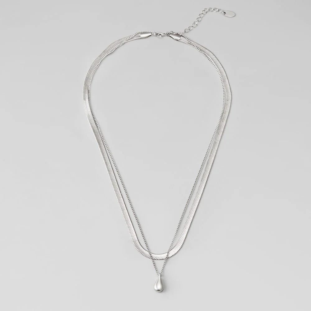 Layered Silver Bella Teardrop Necklace - Image 3
