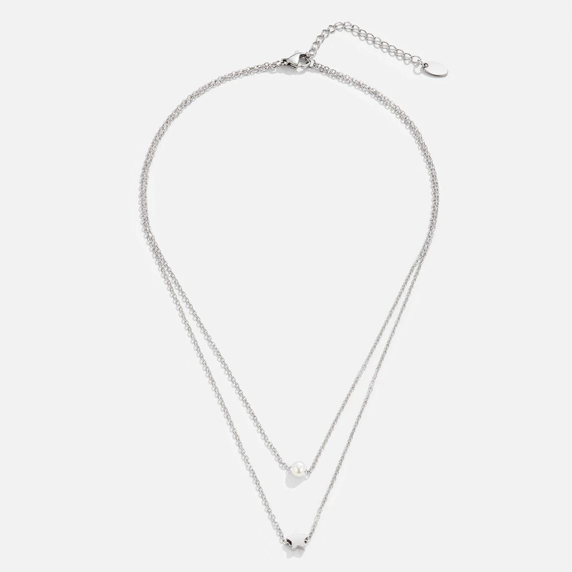 Layered Silver Star & Pearl Necklace - Image 4