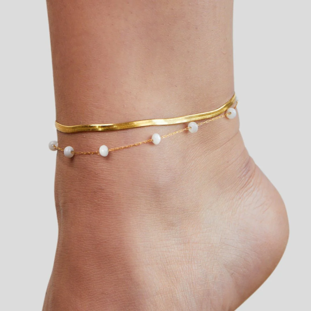 Layered Snake Chain Gold Anklet - Image 2