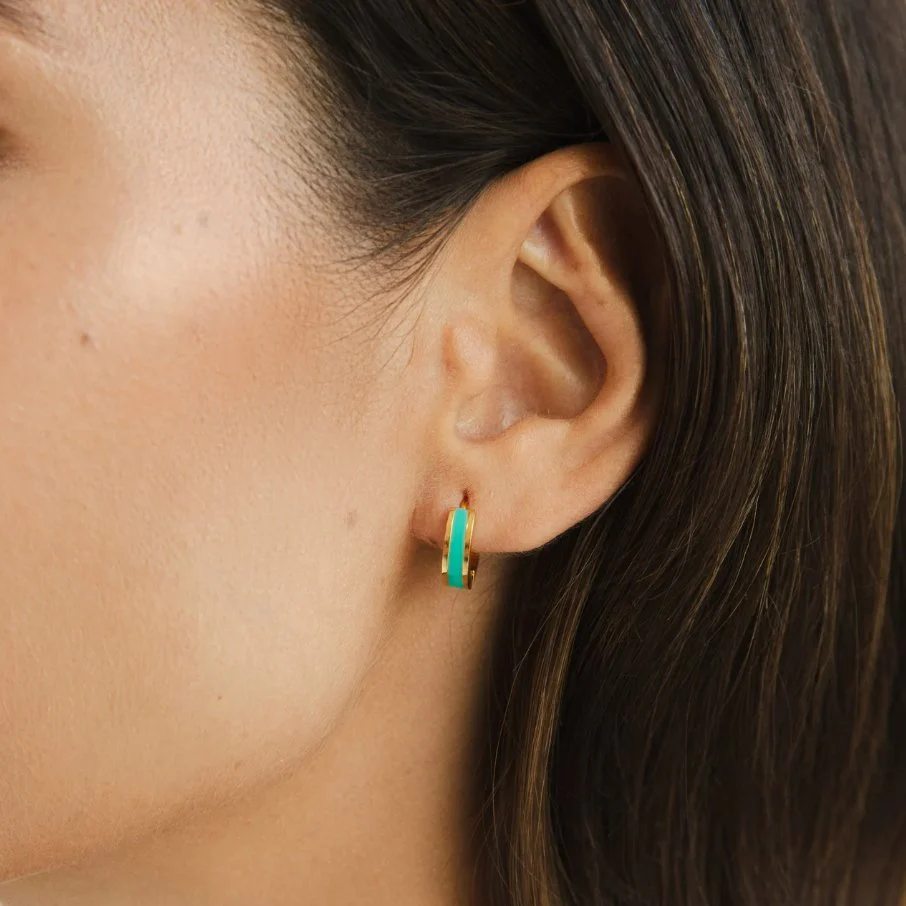 Leigh Teal Hoop Earrings - Image 2